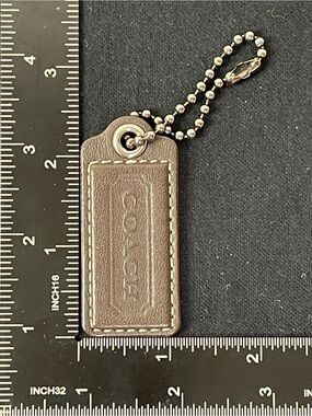 Coach Brown Leather Hang Tag Charm with Ball Chain